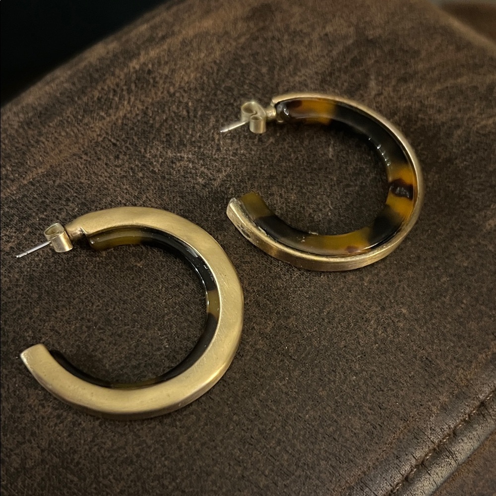 Beautiful Tortoise Shell and Gold Hoops